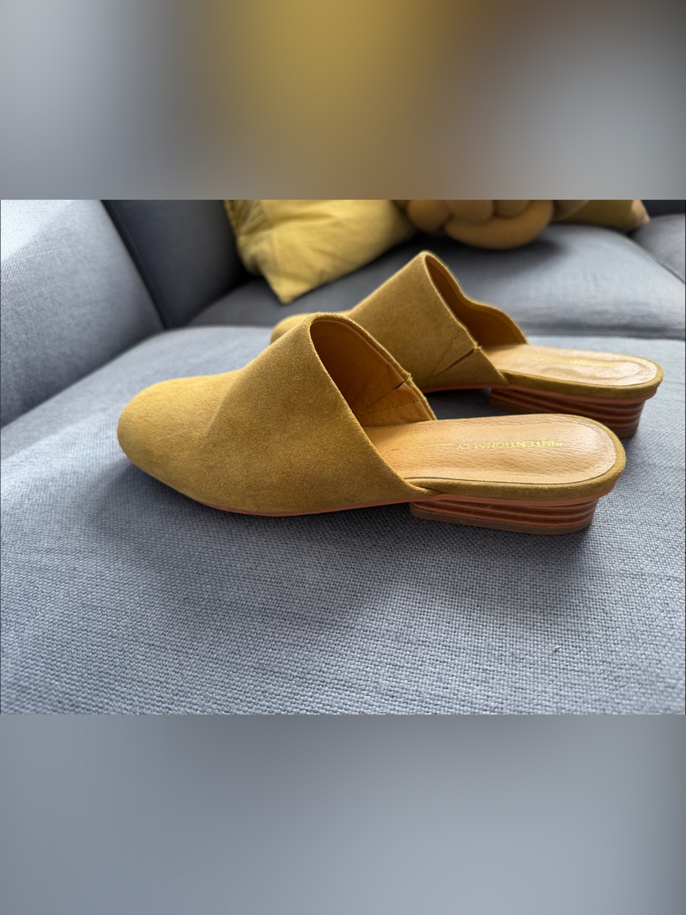 INTENTIONALLY BLANK Mustard Suede Slip-On Mule